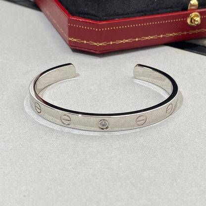 [LUXE NOBLE]LOVE BRACELET 6.1MM 1 DIAMOND OPEN CUFF