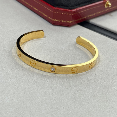 [LUXE NOBLE]LOVE BRACELET 6.1MM 1 DIAMOND OPEN CUFF