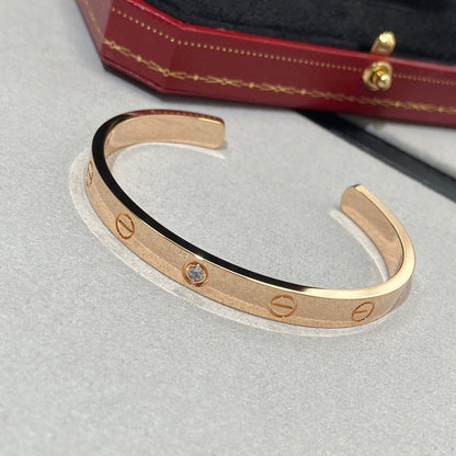 [LUXE NOBLE]LOVE BRACELET 6.1MM 1 DIAMOND OPEN CUFF