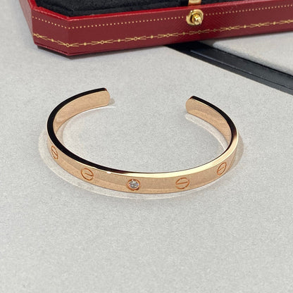 [LUXE NOBLE]LOVE BRACELET 6.1MM 1 DIAMOND OPEN CUFF