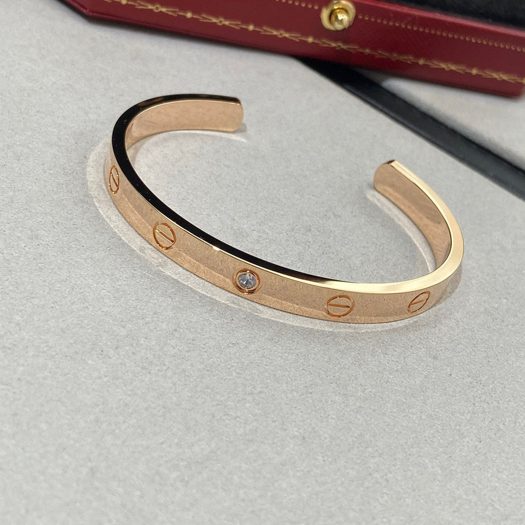 [LUXE NOBLE]LOVE BRACELET 6.1MM 1 DIAMOND OPEN CUFF