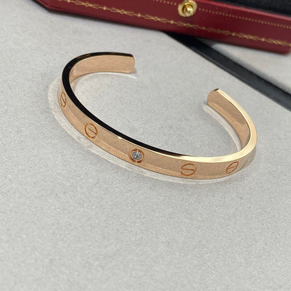 [LUXE NOBLE]LOVE BRACELET 6.1MM 1 DIAMOND OPEN CUFF