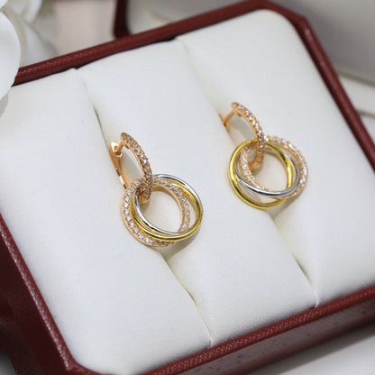 [Luxe Jewelry]TRINITY HALF DIAMOND  EARRINGS