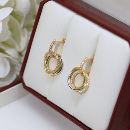 [Luxe Jewelry]TRINITY HALF DIAMOND  EARRINGS