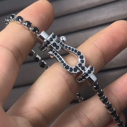 [LUXE NOBLE] FORCE GROSSE HORSESHOE VOLLBEDICHTETES TENNISARMBAND MIT DIAMANT 