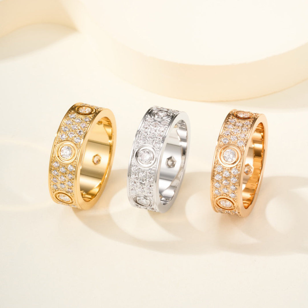 [Luxe Jewelry]LOVE 5.5MM FULL-PAVE 6-DIAMOND RING