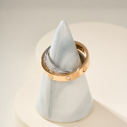 [Luxe Jewelry]LOVE PINK GOLD SILVER DIAMOND DOUBLE RING