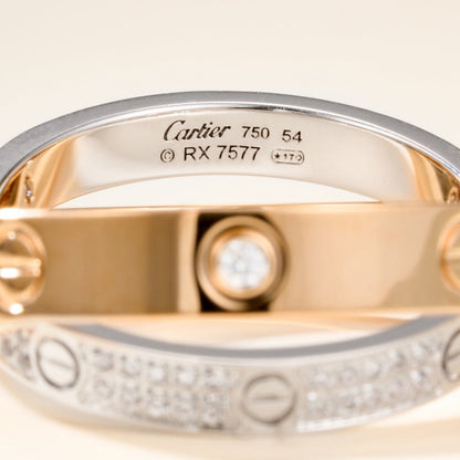 [Luxe Jewelry]LOVE PINK GOLD SILVER DIAMOND DOUBLE RING