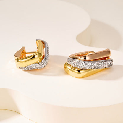 [Luxe Jewelry]TRINITY HALF DIAMOND  CUSHION EARRINGS