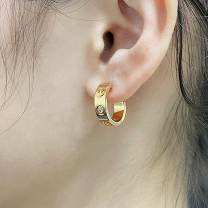 [Luxe Jewelry]LOVE EARRINGS 5.7MM 2 DIAMONDS