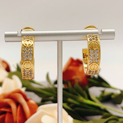 [Luxe Jewelry]LOVE 5.5MM DIAMOND PAVED EARRINGS