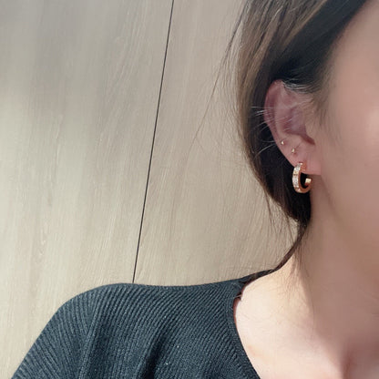 [Luxe Jewelry]LOVE 5.5MM DIAMOND PAVED EARRINGS