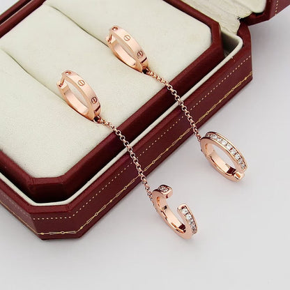 [Luxe Jewelry]LOVE 3.0MM HALF DIAMOND EARRINGS