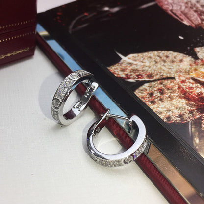 [Luxe Jewelry]LOVE 5.5MM DIAMOND PAVED EARRINGS