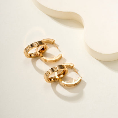 [Luxe Jewelry]LOVE 3.3MM DANGLE HALF DIAMOND EARRINGS
