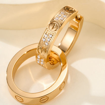 [Luxe Jewelry]LOVE 3.3MM DANGLE HALF DIAMOND EARRINGS