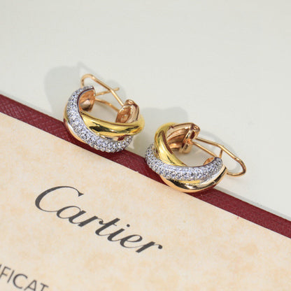 [Luxe Jewelry]TRINITY HALF DIAMOND  CLASSIC EARRINGS