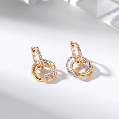[Luxe Jewelry]TRINITY HALF DIAMOND  EARRINGS