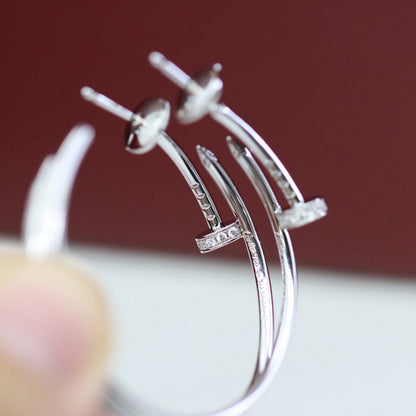 [Luxe Jewelry]JUSTE HALF DIAMOND LARGE EARRINGS