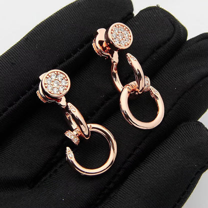 [Luxe Jewelry]JUSTE HALF DIAMOND DOUBLE EARRINGS