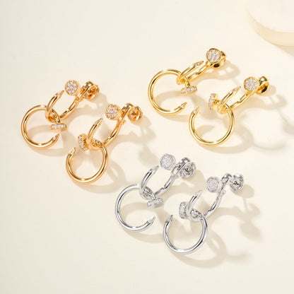 [Luxe Jewelry]JUSTE HALF DIAMOND DOUBLE EARRINGS
