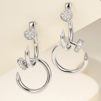 [Luxe Jewelry]JUSTE HALF DIAMOND DOUBLE EARRINGS