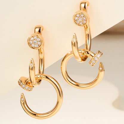 [Luxe Jewelry]JUSTE HALF DIAMOND DOUBLE EARRINGS