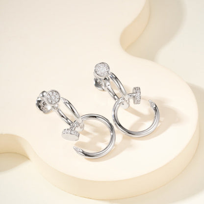[Luxe Jewelry]JUSTE HALF DIAMOND DOUBLE EARRINGS