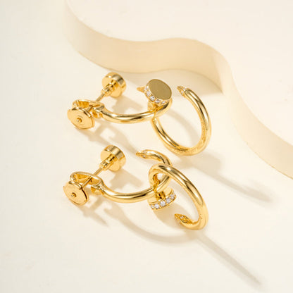 [Luxe Jewelry]JUSTE HALF DIAMOND DOUBLE EARRINGS