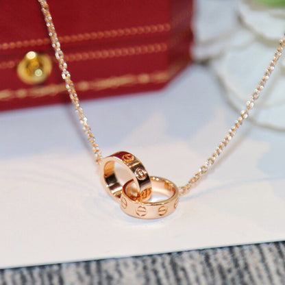 [Luxe Jewelry]LOVE DOUBLE RING NECKLACE