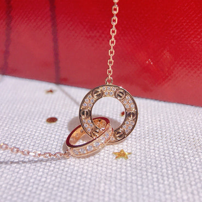 [Luxe Jewelry]LOVE  FULL DIAMOND PENDANT NECKLACE