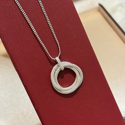 [Luxe Jewelry]TRINITY LARGE FULL DIAMOND  NECKLACE