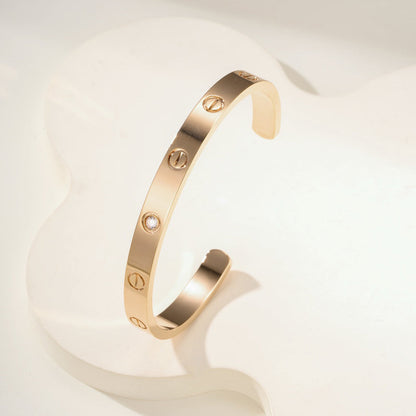 [Luxe Jewelry]LOVE BRACELET 6.1MM 1 DIAMOND OPEN CUFF