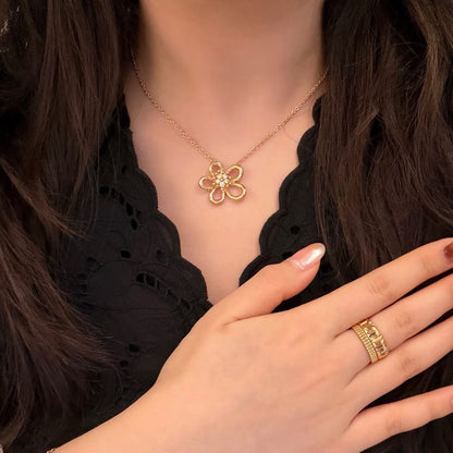 [Luxe JURI]FLOWERLACE NECKLACE 5 DIAMONDS