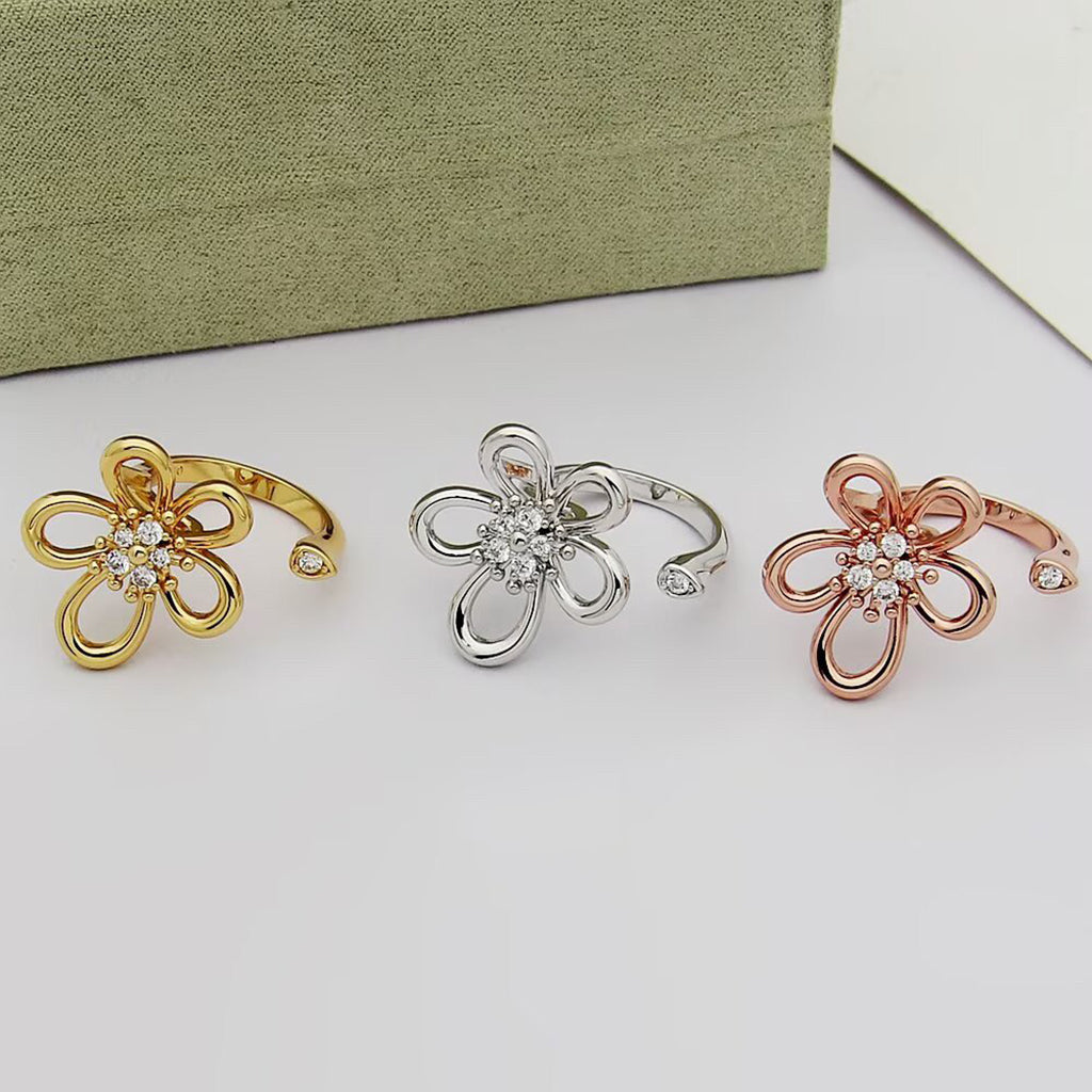 [Luxe JURI]  FLOWERLACE OPEN RING 5 DIAMONDS