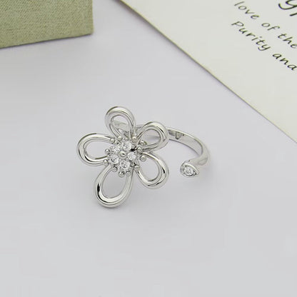 [Luxe JURI]  FLOWERLACE OPEN RING 5 DIAMONDS
