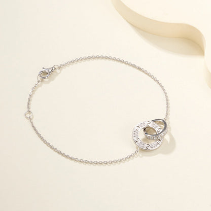 [Luxe Jewelry]LOVE DOUBLE RING FULL DIAMOND BRACELET