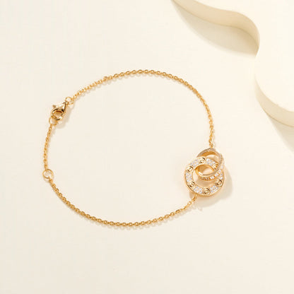 [Luxe Jewelry]LOVE DOUBLE RING FULL DIAMOND BRACELET