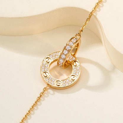 [Luxe Jewelry]LOVE DOUBLE RING FULL DIAMOND BRACELET
