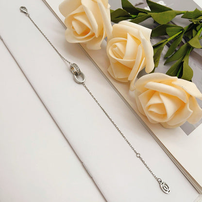 [Luxe Jewelry]LOVE DOUBLE RING HALF DIAMOND BRACELET