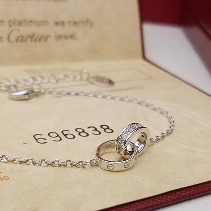 [Luxe Jewelry]LOVE DOUBLE RING HALF DIAMOND BRACELET