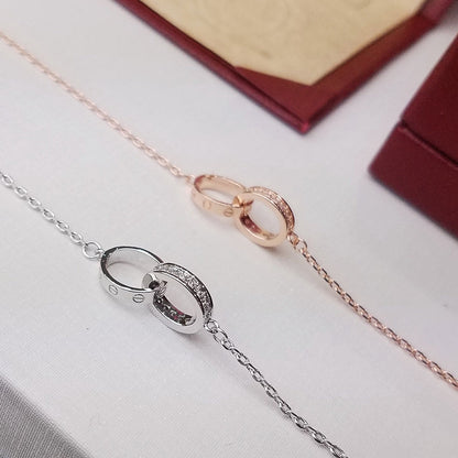 [Luxe Jewelry]LOVE DOUBLE RING HALF DIAMOND BRACELET