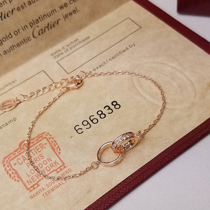 [Luxe Jewelry]LOVE DOUBLE RING HALF DIAMOND BRACELET