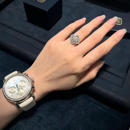 [LUXE NOBLE]LOOP RING FULL MOTIF DIAMOND 16MM SILVE