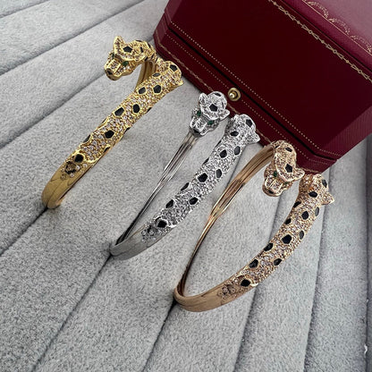 [Luxe Jewelry]PANTHERE DOUBLE HEADED HALF DIAMOND OPEN BRACELET