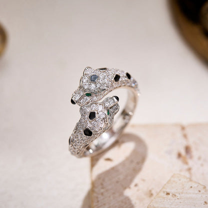[Luxe Jewelry]PANTHERE DOUBLE HEADED FULL DIAMOND  RING