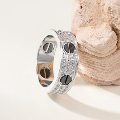 [Luxe Jewelry]LOVE RING 5.5MM DIAMONDS PAVED CERAMIC