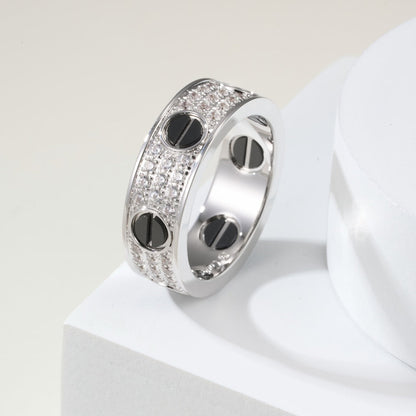 [Luxe Jewelry]LOVE RING 5.5MM DIAMONDS PAVED CERAMIC