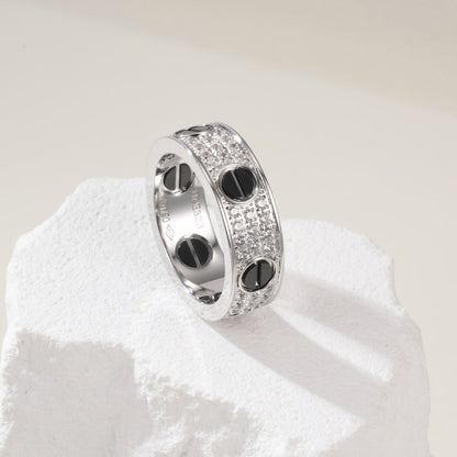 [Luxe Jewelry]LOVE RING 5.5MM DIAMONDS PAVED CERAMIC
