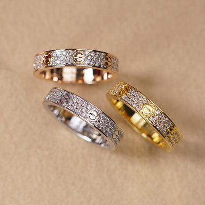 [Luxe Jewelry]LOVE RING 4.0MM DIAMOND PAVED